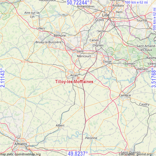 Tilloy-lès-Mofflaines on map