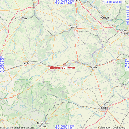 Tillières-sur-Avre on map