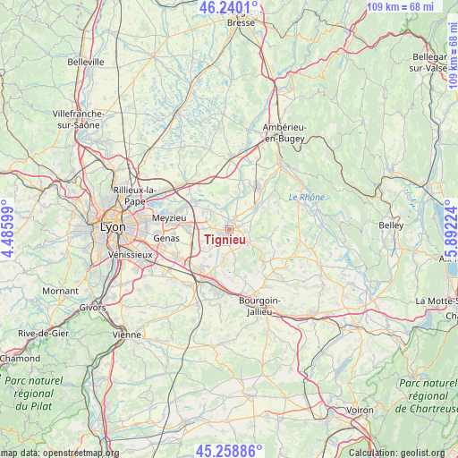 Tignieu on map