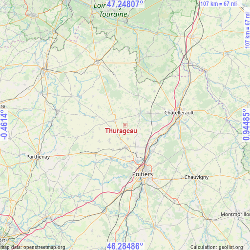 Thurageau on map