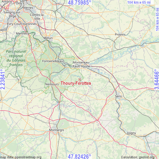 Thoury-Férottes on map