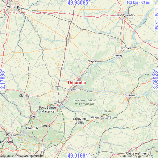 Thourotte on map