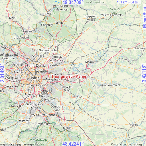 Thorigny-sur-Marne on map