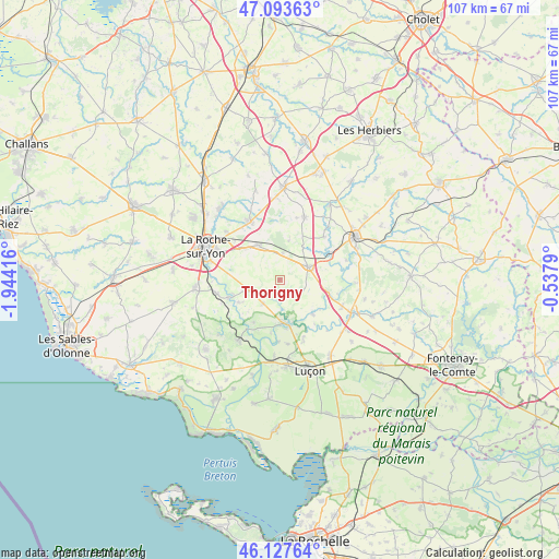 Thorigny on map