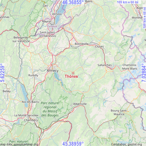 Thônes on map