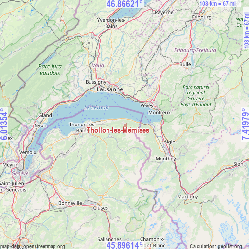 Thollon-les-Mémises on map