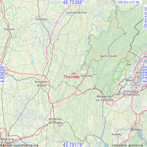 Thoirette on map