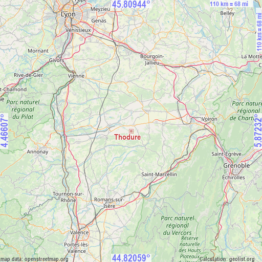 Thodure on map