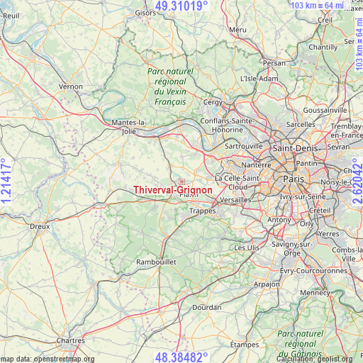 Thiverval-Grignon on map