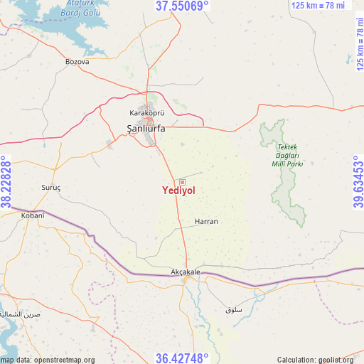 Yediyol on map