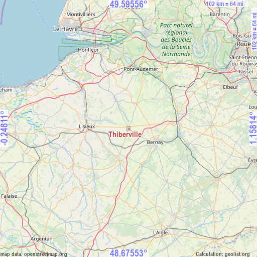 Thiberville on map