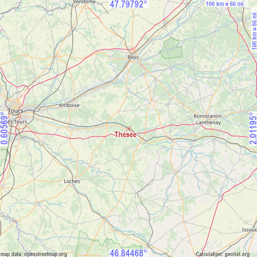 Thésée on map