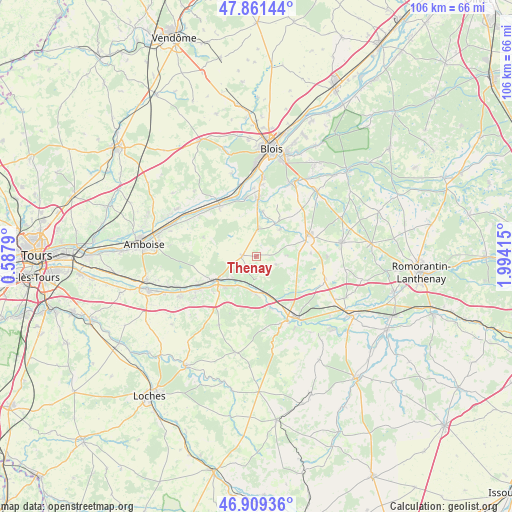 Thenay on map