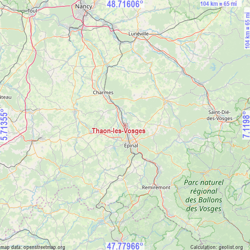 Thaon-les-Vosges on map