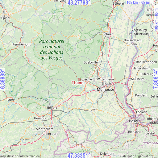 Thann on map