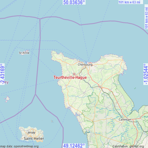 Teurthéville-Hague on map