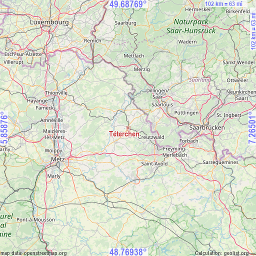 Téterchen on map