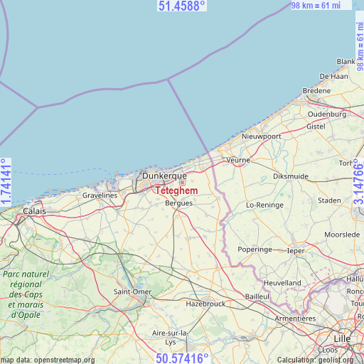 Téteghem on map