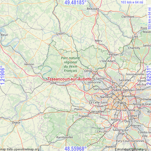 Tessancourt-sur-Aubette on map