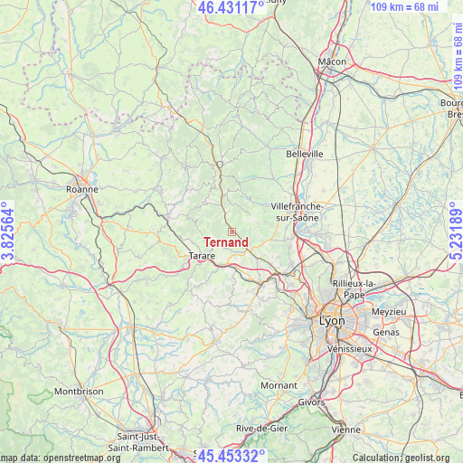 Ternand on map