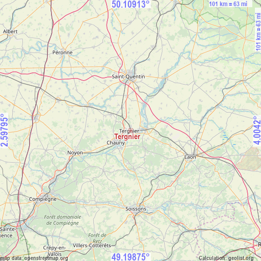Tergnier on map