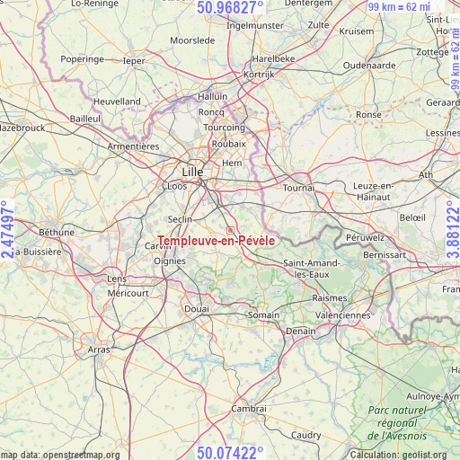 Templeuve-en-Pévèle on map