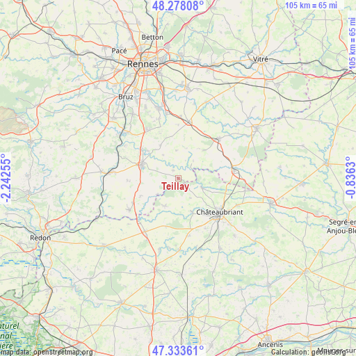 Teillay on map