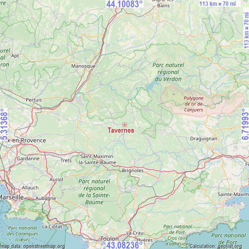 Tavernes on map