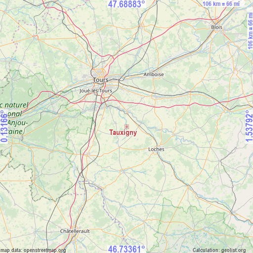 Tauxigny on map