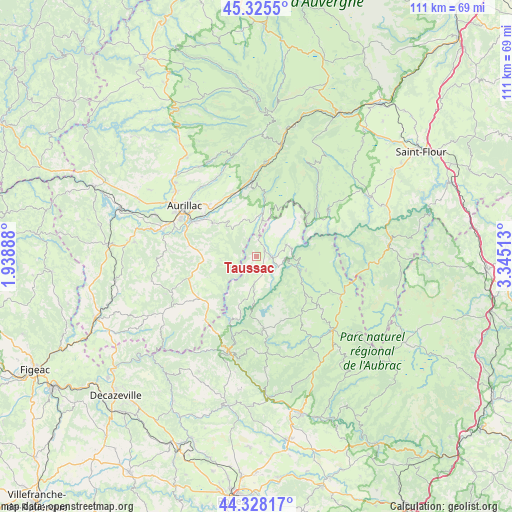 Taussac on map