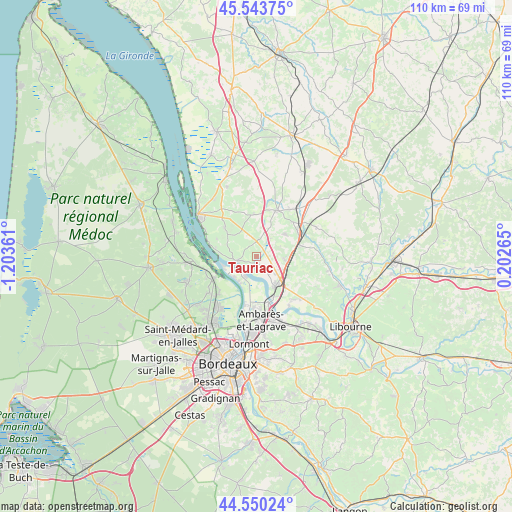 Tauriac on map