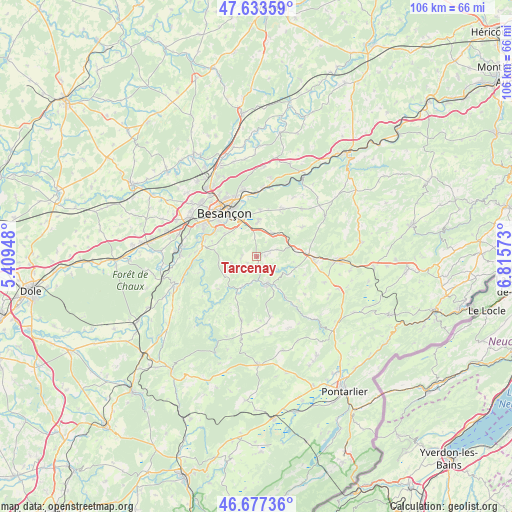 Tarcenay on map