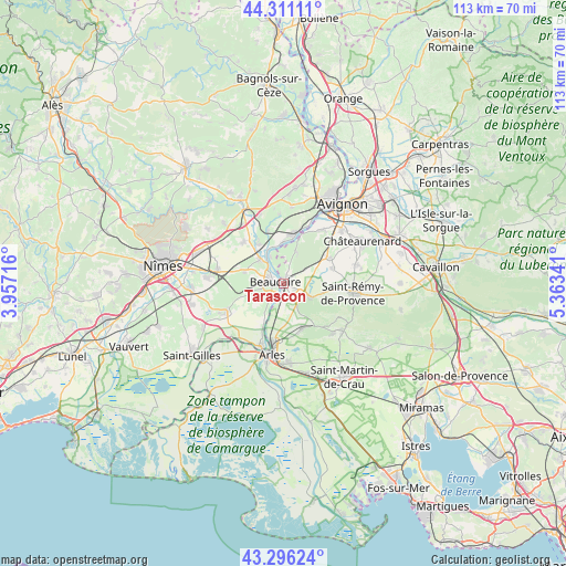 Tarascon on map