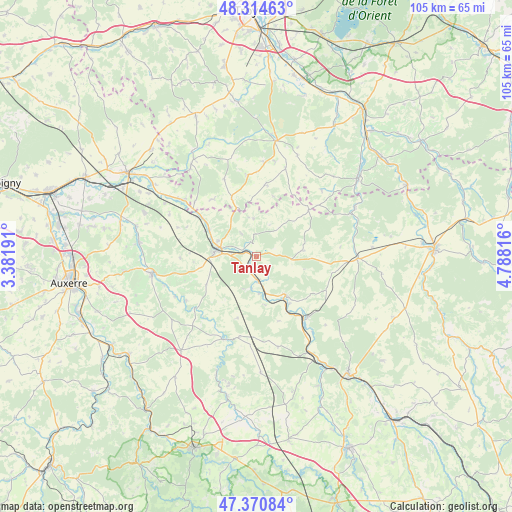 Tanlay on map