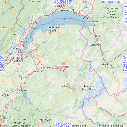 Taninges on map