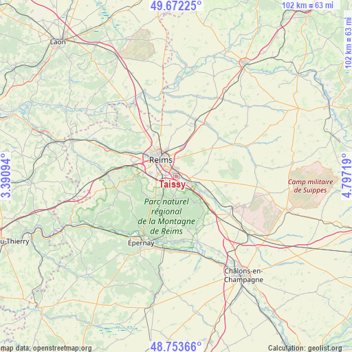 Taissy on map