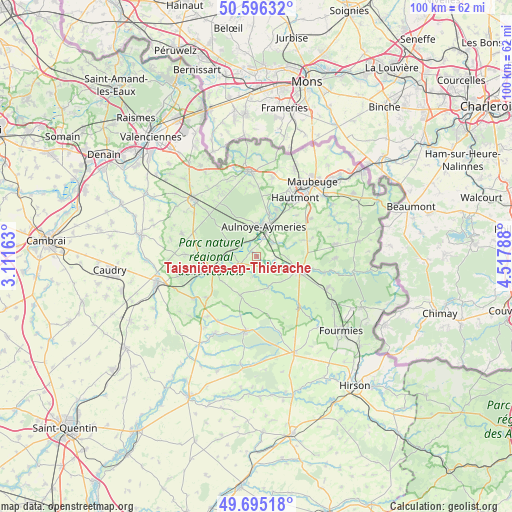 Taisnières-en-Thiérache on map