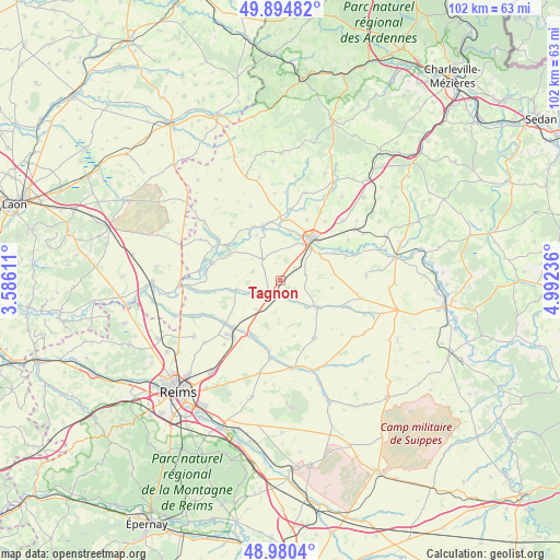 Tagnon on map