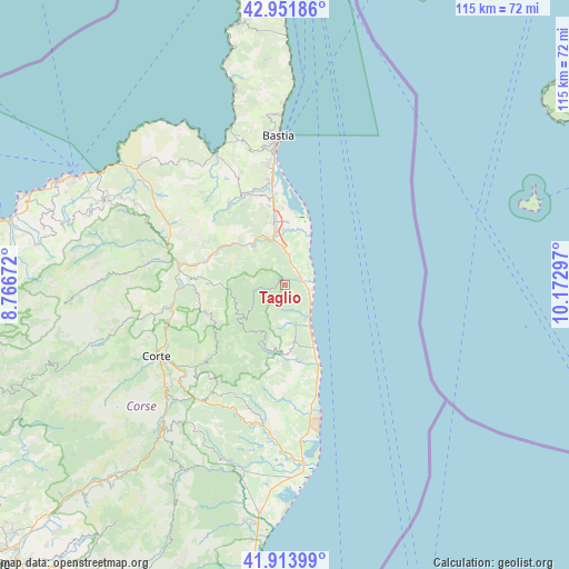 Taglio on map