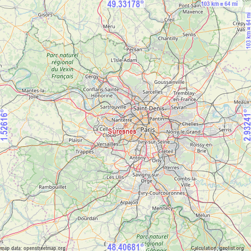 Suresnes on map