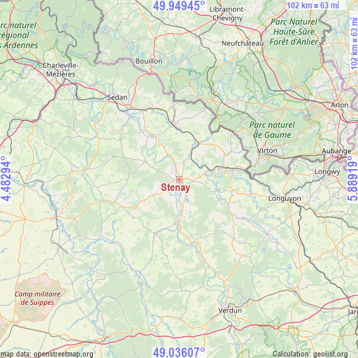 Stenay on map