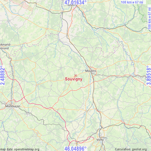 Souvigny on map