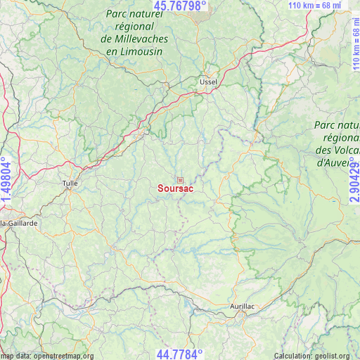 Soursac on map