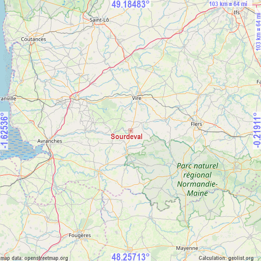 Sourdeval on map