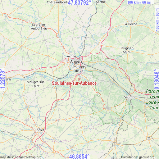 Soulaines-sur-Aubance on map