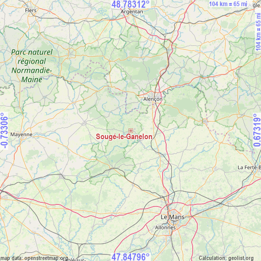 Sougé-le-Ganelon on map