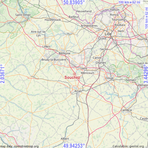 Souchez on map