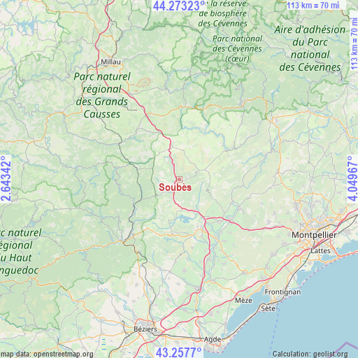 Soubès on map