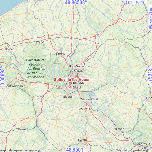 Sotteville-lès-Rouen on map