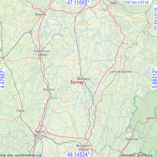 Sornay on map